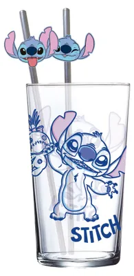Immagine prodotto di Stitch - Bicchiere con 2 cannucce per bere