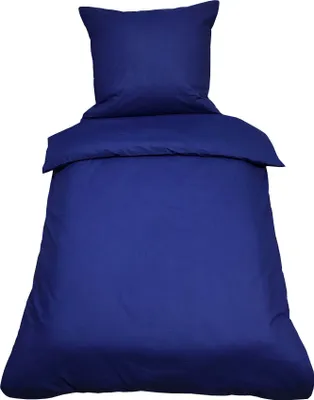 Produktbild von 2 teilige Uni Bettwäsche 135 x 200 cm blau Einfarbig Renforce Baumwolle Garnitur