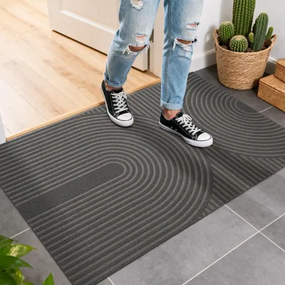 Immagine prodotto di Tappetino per interni ed esterni, 60x90 cm, grigio, antiscivolo, assorbente, lavabile