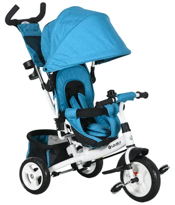 Produktbild von Dreirad 6-in-1 Dreirad mit Schubstange, Kinderdreirad mit abnehmbarem Sonnendach