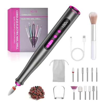 Produktbild von Elektrische Nagelfräser 35000 u/Min, Professionelle Nagelfeilen Set, Nagelbohrer DIY Maniküre Pediküre Set für Naturnägel, Lila