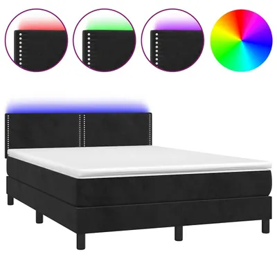 Produktbild von vidaXL Boxspringbett mit Matratze & LED Schwarz 140x200 cm Samt