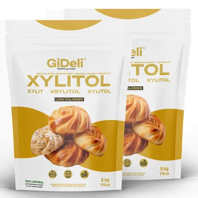 Productafbeelding van Xylitol berkenbessenzoetstof 10 kg, suikervervanger, veganistisch, goed voor de tanden, laag in calorieën, GiDeli