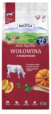 Imagen del producto de BALTICA. Sabores de las regiones. Carne de res con verduras. Alimento seco para perros de razas pequeñas - 3 kg