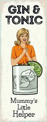 Produktbild von vianmo Holzschild 27x10 cm Mummy´s little Helper Gin & Tonic Essen Trinken