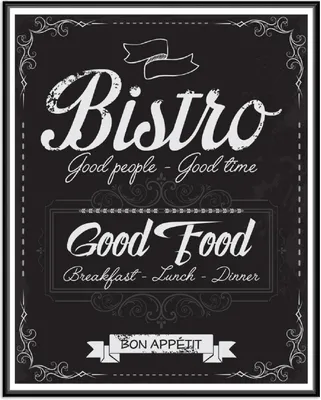 Produktbild von Wallario Wandbild Bistro-Design in schwarz-weiß, Größe: 40,30 x 50,30 cm, Poster mit schwarzem Aluminiumrahmen