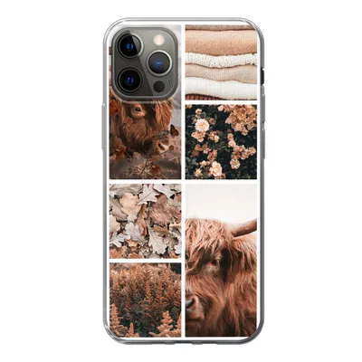Produktbild von MuchoWow® Handyhülle Schutzhülle Hülle für iPhone 13 Pro Schottischer Highlander - Collage - Blumen Silikon Softcase Handy Hülle - Handy-Tasche
