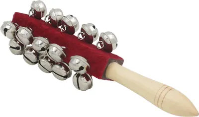 Immagine prodotto di Bambini in legno naturale 21 campane sonaglio mano campana percussione shaker strumento musicale rosso