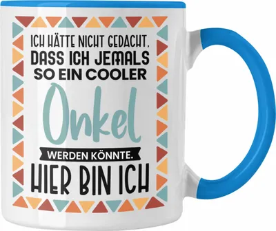 Produktbild von Trendation - Bester Onkel Ever Tasse Geschenk Geburtstag Weihnachten Lustig Geschenkideen von Nichte Lieblingsonkel Hier Bin Ich (Blau)