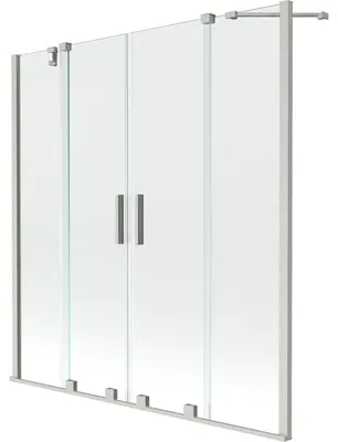 Obrázek produktu pro Mexen Velar Duo vanová zástěna dvoukřídlá posuvná 150 x 150 cm, transparentní, kartáčovaný nikl - 896-150-000-02-97