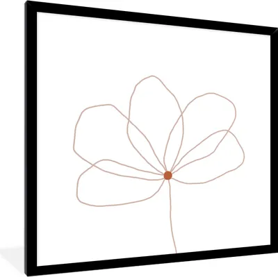 Produktbild von MuchoWow® Gerahmtes Poster Blume - Strichzeichnung - Natur 40x40 cm - Poster mit Schwarzem Bilderrahmen Wandposter Rahmen Foto Bilder - Mit Rahmen - Wanddekoration Schlafzimmer