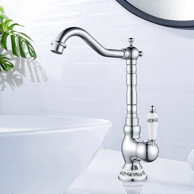 Produktbild von Waschtischarmatur 360° drehbar, Einhebelmischer, Messing, Chrom, für Badezimmer
