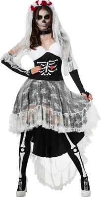 Produktbild von dressforfun® Frauenkostüm Gruselige Skelett-Braut