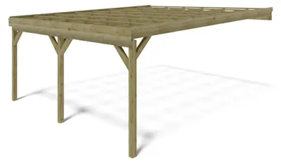 Immagine prodotto di Tettoia posto auto coperto in legno 5.8x5.06 m - 29 m2 - addossato