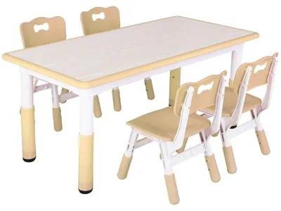 Image de Ensemble de chaise haute - Ensemble de meubles pour enfants - Table pour enfants avec chaises - Ensemble pour enfants réglable - Ensemble de jeux pour enfants