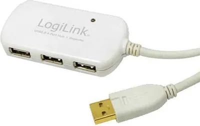 Imagen del producto de Cable USB 2.0 de LogiLink con concentrador de 4 puertos, 12 metros