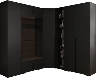 Produktbild von MEBLE KRYSPOL Inova 1 Möbelset Garderobe, 236,7x371,7x47cm - Schwarz, Manila 04, Schwarz