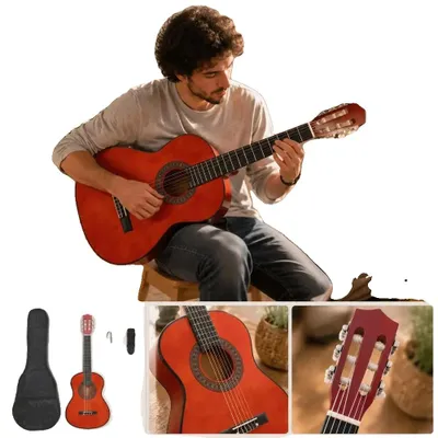 Productafbeelding van Akoestische gitaar, 34 inch (1/2 grootte), body van basswood, toets van basswood, 12 frets, geschikt voor beginners