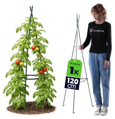 Produktbild von KADAX Obelisk Rankhilfe 120 cm, 1 Stück, Rankgerüst aus Metall mit Kunststoffbeschichtung, Pflanzstäbe für Hochbeet, Rankgitter für Bohnen, Rosen & Kletterpflanzen