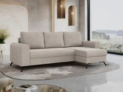 Produktbild von Ecksofa L-form, Bettsofa mit Schlaffunktion, zwei Bettkasten - AXEL - Beige