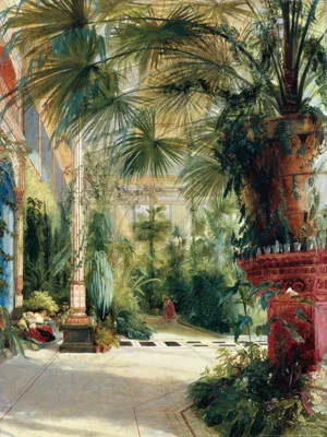 Zdjęcie produktu dla Carl Blechen Art Print Obraz - Palmiarnia na Pawiej Wyspie w pobliżu Poczdamu, 1832 (80 x 60 cm)