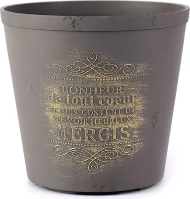 Produktbild von Blumentopf Blumenkasten Blumenschale Rustikal Pflanzkübel Übertopf Retro Vintage Ø17x15,5 cm Dunkelgrau Gold