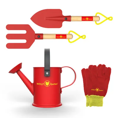 Produktbild von Wolf Garten Gartengeräte Set SGH008-04-W 4-teiliges Garten geräte-Set mit Gießkanne für Kinder Spielzeug für Kinder ab 3 Jahren