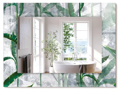 Produktbild von Grüne Blätter Pflanzen – Rechteckiger Spiegel mit Druck 80x60 cm – Modern - Dekorativ für die Wand