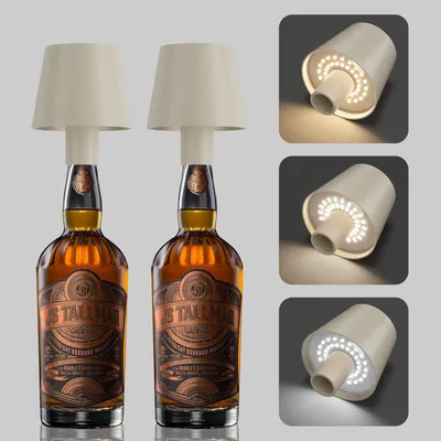 Image de Aipsun : Lot de 2 lampes LED portables en forme de bouteille, avec variateur tactile, étanches (IP54), de couleur noire