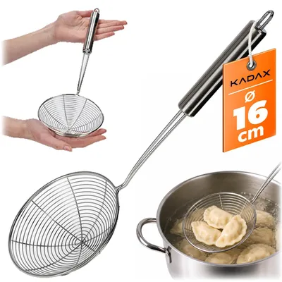 Produktbild von KADAX Schaumkelle, kleiner Durchschlag, Stahldurchschlag mit langem Griff, Abseihlöffel