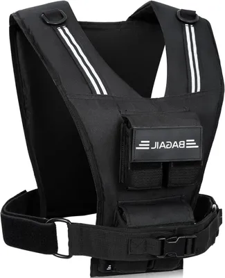 Immagine prodotto di Gilet da allenamento potenziato - Gilet per il fitness - Migliora l'allenamento della forza - Sistema di pesi regolabile - Fino a 19 kg - Nero