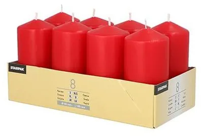 Produktbild von Papstar Stumpenkerzen Ø 50 mm 100 mm rot, 6 x 8 Stück