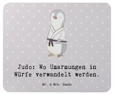 Produktbild von Mr. & Mrs. Panda Mouse Pad Judo Umarmungen - Grau Pastell - Geschenk, Würfe, Sportart, Teamsport, Humor, Disziplin, Mauspad, pc mousepad, Sportler Geschenke, laptop