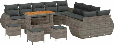 Immagine prodotto di Set divano da giardino vidaXL, 14 pezzi, grigio, in polyrattan
