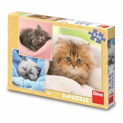 Produktbild von Dinotoys Dino-Puzzle – süße Kätzchen – 3 x 55 Teile
