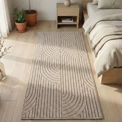 Immagine prodotto di Carpetsale24 Tappeto Soggiorno Design Boho Bouclé Anelli Stile Scandi Robusto Morbido per Camera da Letto, Dimensioni: 60x110 cm