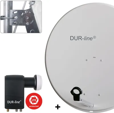 Produktbild von DUR-line MDA 80 Satellitenschüssel hellgrau + Unicable LNB UK 104