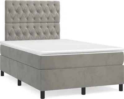 Obrázek produktu pro vidaXL Postel Boxspring s matrací Light Grey 120x200 cm Velvet