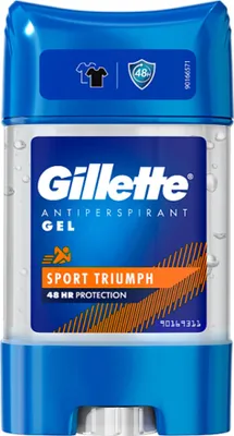 A product shot of a Gillette Sport Clear Gel Antiperspirant stick.