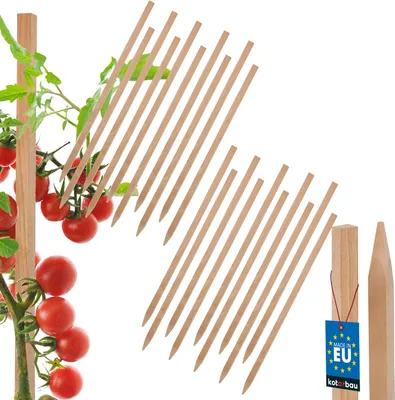 Produktbild von KOTARBAU® 20er Set Pflanzstäbe 30cm Tomaten & Gurken Rankhilfe Tomatenstäbe Holzpfähle Holzstäbe Pflanzenstütze Holzpfosten aus Buchenholz Natürlich