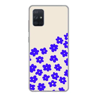 Produktbild von MuchoWow® Handyhülle Schutzhülle Hülle für Samsung Galaxy A71 Blume - Blau - Muster Silikon Softcase Handy Hülle - Kartenbesitzer