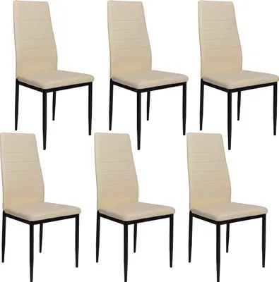 Produktbild von Krok Wood Oskar, Esszimmerstuhl, Wohnzimmerstuhl, Bürostuhl, Metallbeine (Beige, 6-er Set)