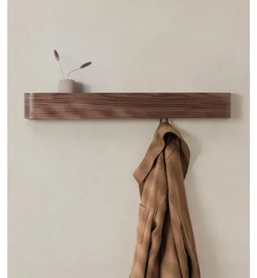 Immagine prodotto di Appendiabiti da parete pannello appendiabiti - Noce - 8 ganci - Impiallacciatura massiccia - Per ingresso e camera da letto