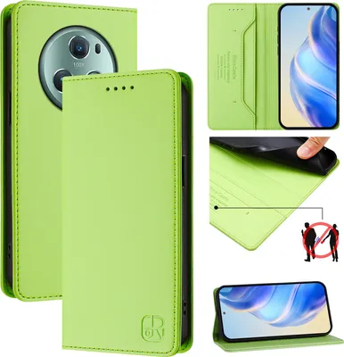 Immagine prodotto di Custodia in pelle per Honor Magic5 Pro, flip case con slot per carte, portafoglio e supporto Verde