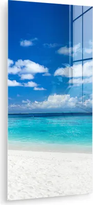Produktbild von MuchoWow Glasbilder - Bilder auf Wandbild - Foto auf Glas Strand - Meer - Palme - Insel 40x80 cm Wanddekoration aus Glas - Acrylglasbild - Acrylbilder - Wanddekoration