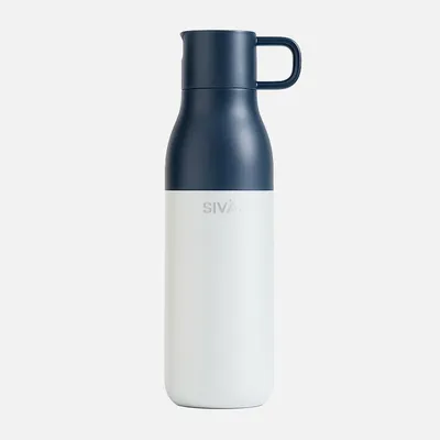 Isolierte Wasserflasche 740 ml, Vakuum, 12h kalt/8h warm, Blau