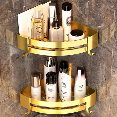Produktbild von Aluminium Eckregal für Dusche Wandmontage Gold