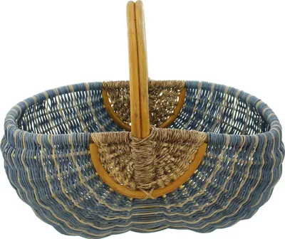 Produktbild von Nákupný košík "Blue/Nature" - D 49cm x Š 34cm x V 24/38cm - Košík na prenášanie - Košík s rukoväťou