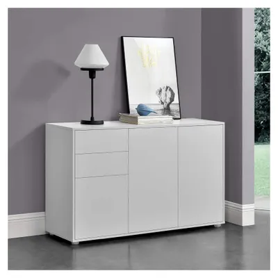 Produktbild von Sideboard Paarl Kommode 74 x 117 x 36 cm mit 2 Schubladen und 3 Türen aus Spanplatte in Weiß matt
