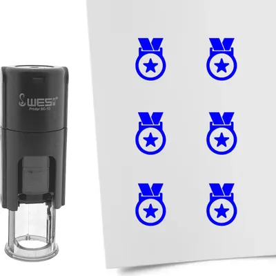 Obrázok produktu pre CombiCraft Stamp medaila 10mm okrúhly modrý atrament - po 1 kuse